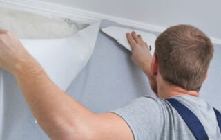 Glasweefselbehang plafond.