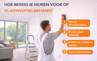 muren voorbereiden voor glasweefselbehang schuren en glad maken ondergrond nieuwbouwwoning.